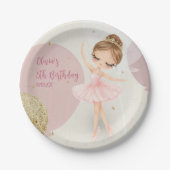 Tutu 5th Ballerina Ballet Dancer Girl Birthday ペーパープレート (正面)
