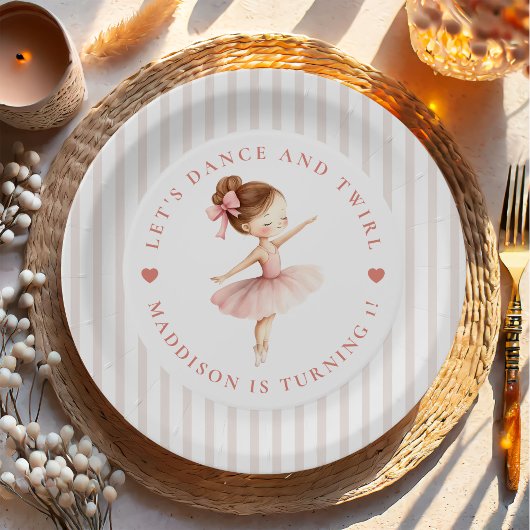 Tutu Ballerina Ballet Dancer Girl Birthday ペーパープレート