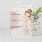 Tutu Ballerina Ballet Dancer Girl Birthday  招待状 (スタンド正面)