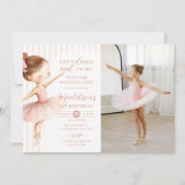 Tutu Ballerina Ballet Dancer Girl Birthday Photo 招待状 (正面)