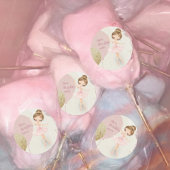 Tutu Ballerina Pink Ballet Dancer Girl Birthday ラウンドシール