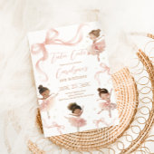Tutu Cute Ballerina Blush Pink Bow Girl Birthday 招待状
