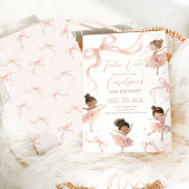 Tutu Cute Ballerina Blush Pink Bow Girl Birthday 招待状