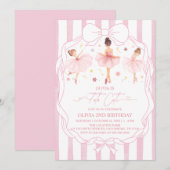 Tutu Cute Ballerina Pink Coquette Birthday  招待状 (正面/裏面)