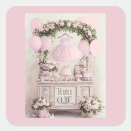 Tutu Cute Ballet Pink Ballerina Theme for Girls スクエアシール