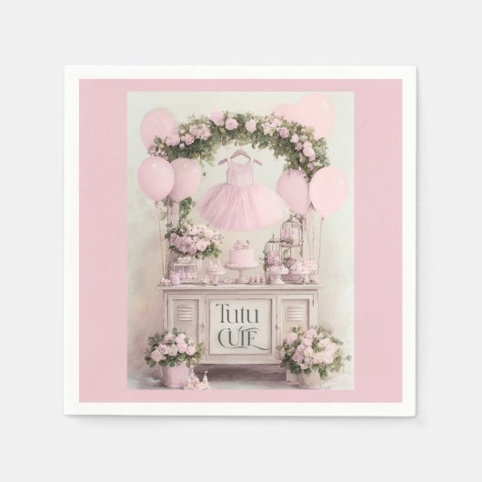 Tutu Cute Ballet Pink Ballerina Theme for Girls スタンダードカクテルナプキン (正面)