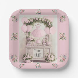 Tutu Cute Ballet Pink Ballerina Theme for Girls ペーパープレート