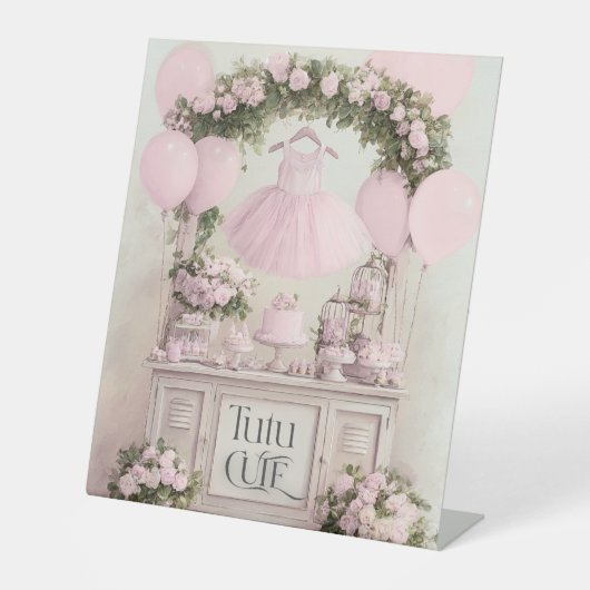 Tutu Cute Ballet Pink Ballerina Theme for Girls 台座サイン (正面)