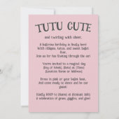 Tutu Cute Ballet Pink Ballerina Theme for Girls 招待状 (裏面)