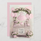 Tutu Cute Ballet Pink Ballerina Theme for Girls 招待状 (正面/裏面)