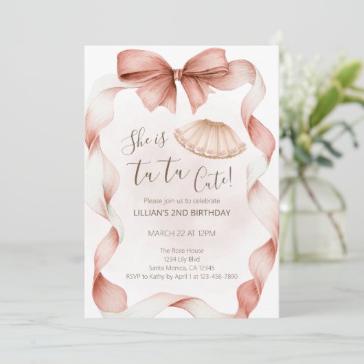 Tutu Cute Ballet Second Birthday Invitation 招待状 (スタンド正面)