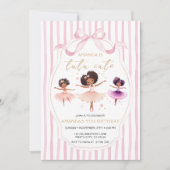 Tutu Cute Birthday Ballerina Pink Bow Invitation 招待状 (正面)