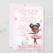 Tutu Cute Pink Ballerina Birthday - Afro Princess サンキューカード (正面)