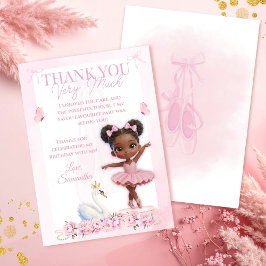 Tutu Cute Pink Ballerina Birthday - Afro Princess サンキューカード