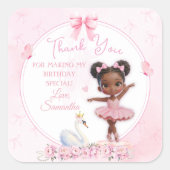 Tutu Cute Pink Ballerina Birthday - Afro Princess スクエアシール (正面)