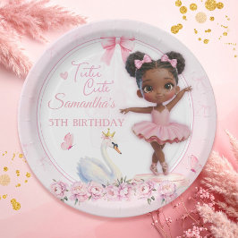Tutu Cute Pink Ballerina Birthday - Afro Princess ペーパープレート