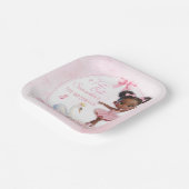 Tutu Cute Pink Ballerina Birthday - Afro Princess ペーパープレート (傾斜あり)