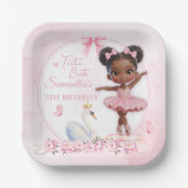Tutu Cute Pink Ballerina Birthday - Afro Princess ペーパープレート (正面)
