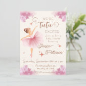 Tutu excited Ballerina Baby Shower 招待状 (スタンド正面)
