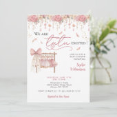 Tutu Excited Ballerina Floral Girl Baby Shower  招待状 (スタンド正面)