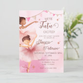 Tutu excited Pink Ballerina Ballet Baby Shower  招待状 (スタンド正面)