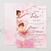 Tutu excited Pink Ballerina Ballet Baby Shower  招待状 (正面/裏面)