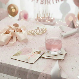 Tutu Pink Ballerina Ballet Dancer Girl Birthday スクエアペーパーコースター
