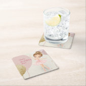 Tutu Pink Ballerina Ballet Dancer Girl Birthday スクエアペーパーコースター (インサイチュ)
