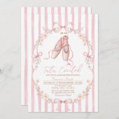 Tutu Pink Ballet Shoes Girl Baby Shower  招待状 (正面/裏面)