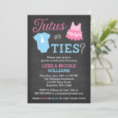 TutusまたはTesジェンダーがパーティー赤ちゃんシャワーを明らかにする 招待状 (スタンド正面)