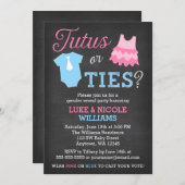 TutusまたはTesジェンダーがパーティー赤ちゃんシャワーを明らかにする 招待状 (正面/裏面)