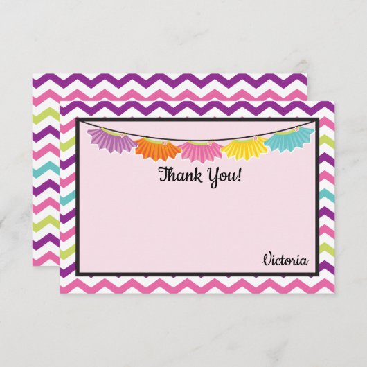 Tutus chevronありがとうノートカード 招待状 (正面/裏面)