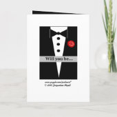 Tuxとバラで私のgroomsmanカード 招待状 (裏面)