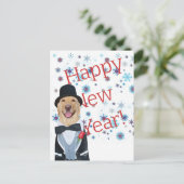 Tuxの新しい年のはがきにカスタマイズ可能なラボ シーズンポストカード (スタンド正面)