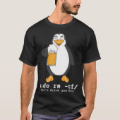 Tux Linuxペンギンsudo Rm Rfコンピュータフリークビール Tシャツ (正面)