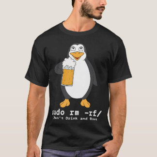 Tux Linuxペンギンsudo Rm Rfコンピュータフリークビール Tシャツ