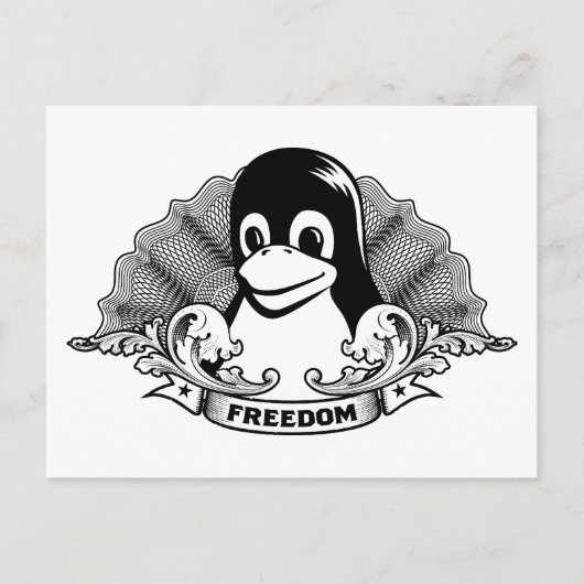 Tux Penguin - (Linux,オープンソース, Copyleft, FSF) ポストカード (正面)