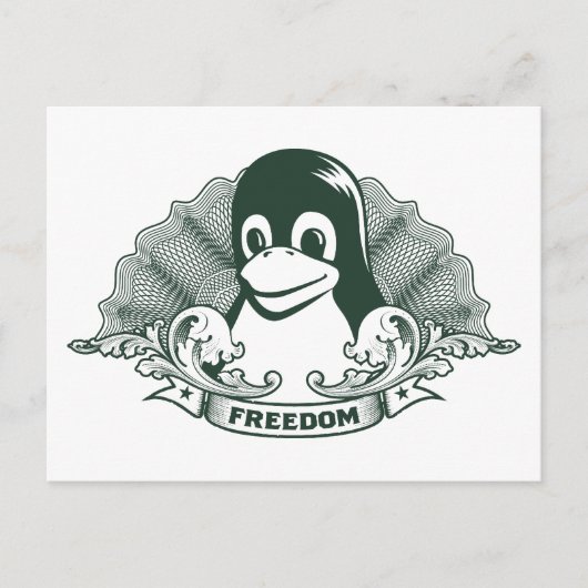 Tux Penguin - (Linux,オープンソース, Copyleft, FSF) ポストカード (正面)