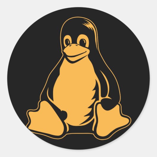 Tux Penguin - （Linux，オープンソース， Copyleft, FSF） ラウンドシール (正面)