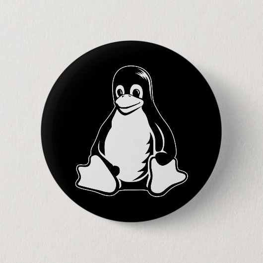 Tux Penguin - (Linux,オープンソース, Copyleft, FSF) 缶バッジ (正面)