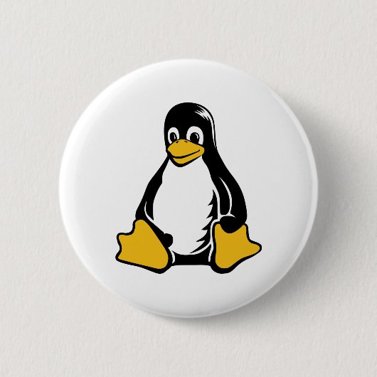 Tux Penguin - （Linux，オープンソース， Copyleft, FSF） 缶バッジ (正面)