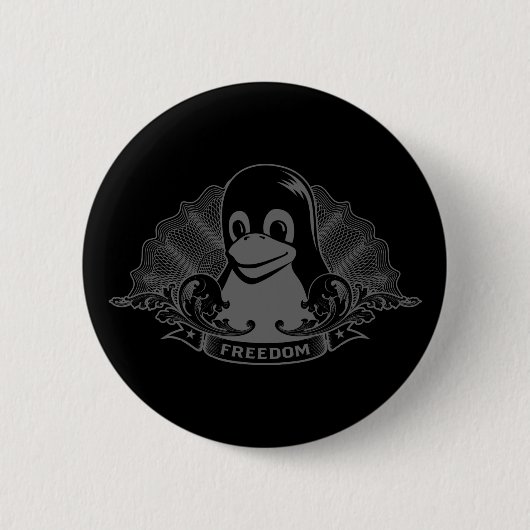 Tux Penguin - （Linux，オープンソース， Copyleft, FSF） 缶バッジ (正面)