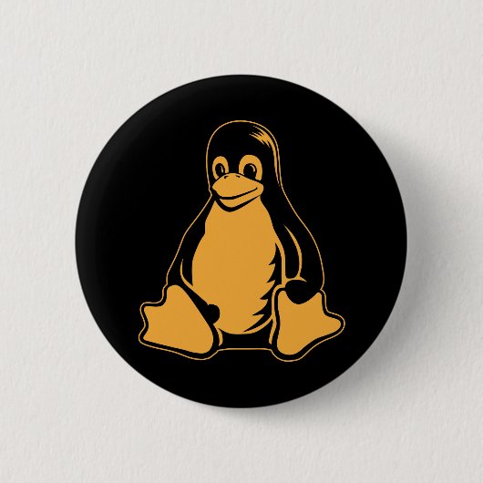Tux Penguin - （Linux，オープンソース， Copyleft, FSF） 缶バッジ (正面)