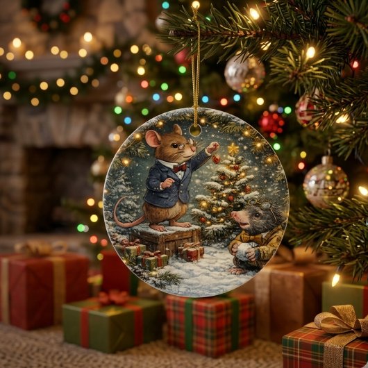 Tux & Twitch Winter Woodland セラミックオーナメント