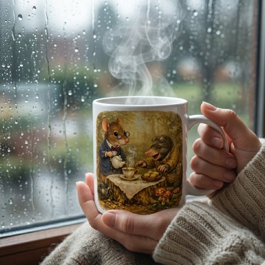 Tux & Twitch Woodland Tea Time コーヒーマグカップ