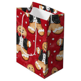 Tuxedes ChristmasのジンジャーブレッドCookie ミディアムペーパーバッグ