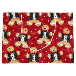 Tuxedes ChristmasのジンジャーブレッドCookie ラージペーパーバッグ