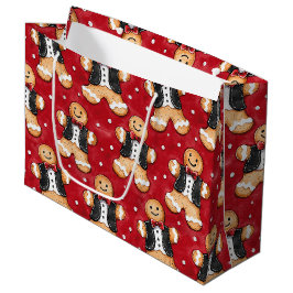 Tuxedes ChristmasのジンジャーブレッドCookie ラージペーパーバッグ