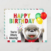Tuxedoのかわいいカワウソ |ハッピーバースデー ポストカード (正面/裏面)