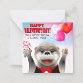 Tuxedoのかわいいカワウソ |バレンタインデー ノートカード (正面)